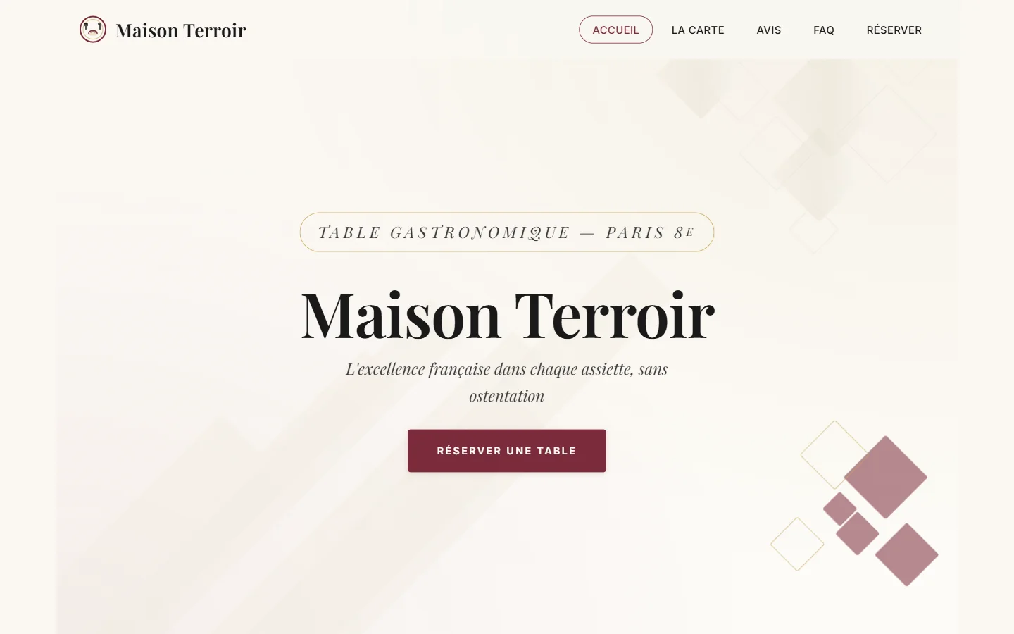 Aperçu du template Maison Terroir — restaurant gastronomique français